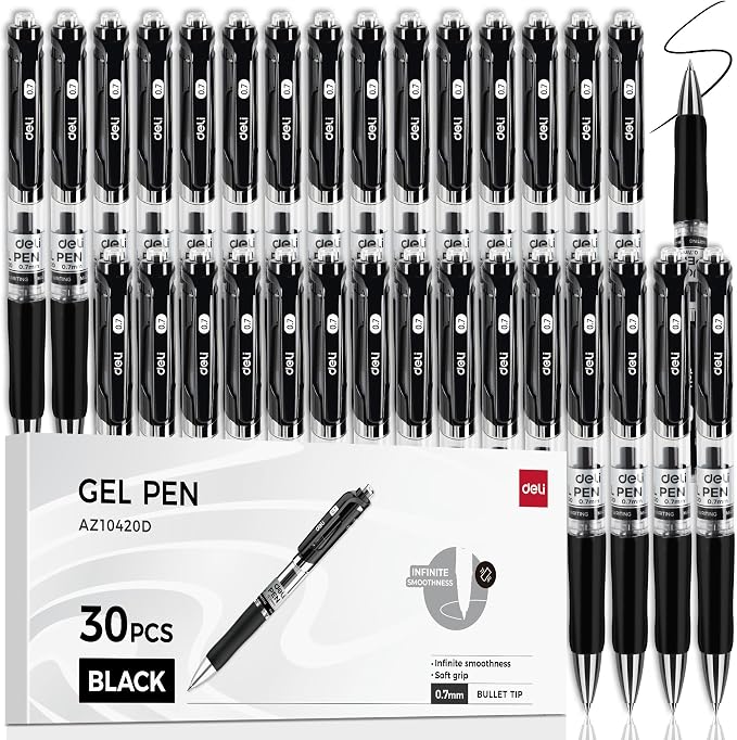 deli Gel Pens, Medium Point Pen Bulk 0.7mm, Smooth Writing, Fast Dry, No Bleed by delioffice
