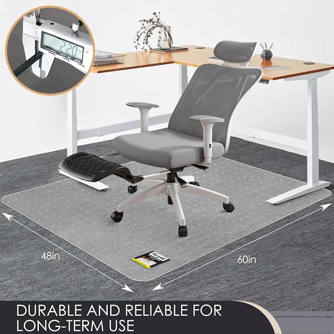 Kuyal Office Chair Mat for Carpet, 48x60 Clear Heavy Duty Computer Chair Mat - Image 2