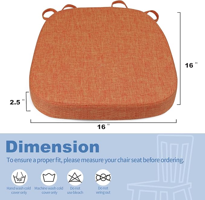 BUYUE Thickened 2.5" Friendly Woven Fabric Dining Chair Cushion, U-Shape High - Image 3