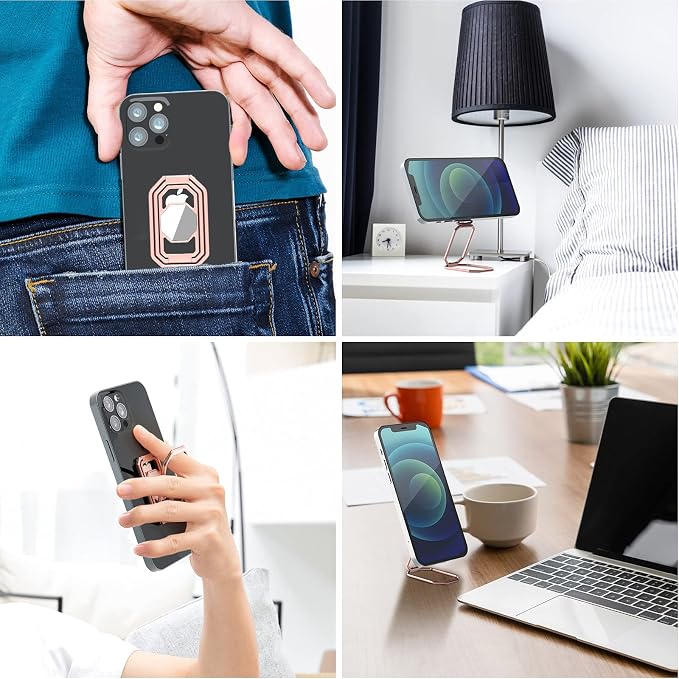 Phone Ring Holder Finger Kickstand, 360° Rotation Metal Phone Grip - Image 2