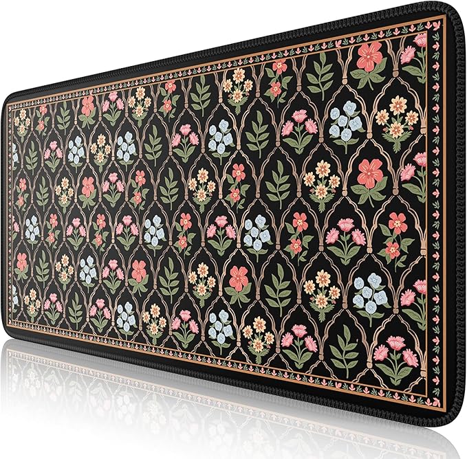 iCasso Floral Desk Pad Mat, Large Mouse Pad, Desk Matt by iCasso