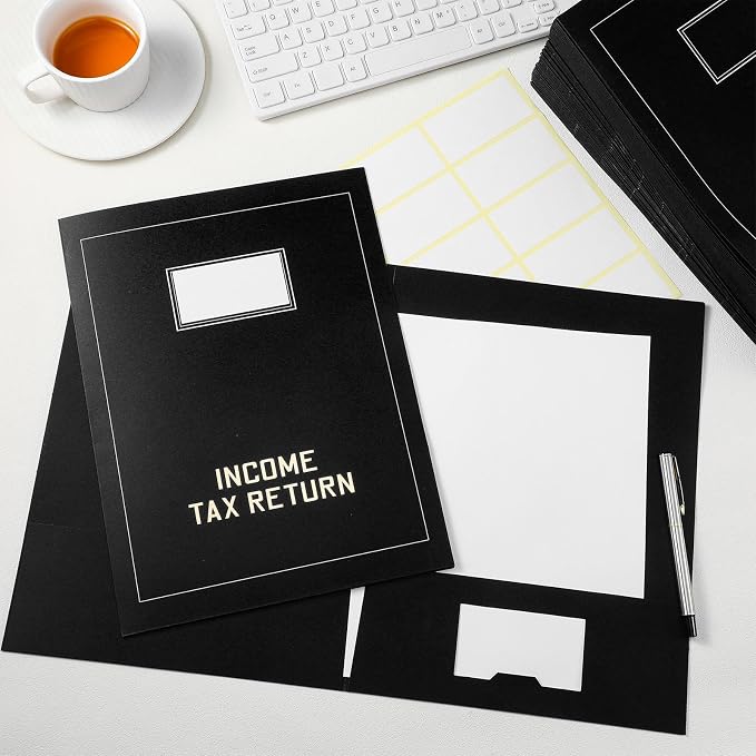 Kisston 200 Pcs Tax Return Folders Bulk 2 Pocket Gold Foil Stamped Income Tax - Image 4