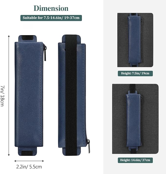 MoKo Elastic Pen Holder for Notebook, 4 Pieces PU Leather Pencil Case - Image 5
