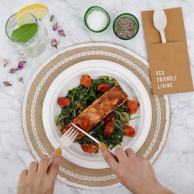 150pcs 100% Compostable Small Paper Plates, Heavy Duty, Eco Friendly Appetizer - Image 7