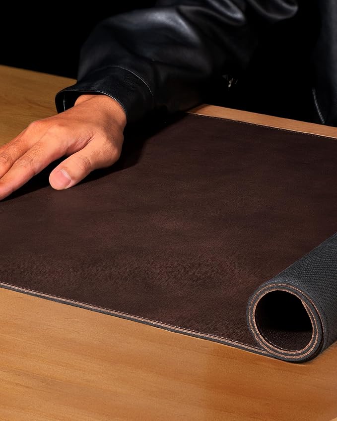 YSAGi Genuine Leather Desk Mat, 31.5"x15.8" Office Desk Pad, Thick Premium - Image 5