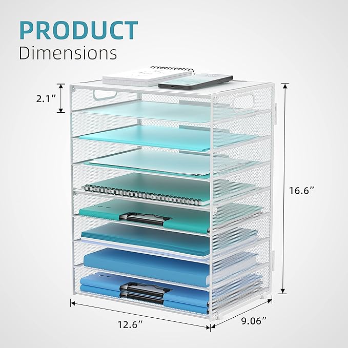 DALTACK 9-Tier Paper Organizer for Desk, Mesh Letter Tray Desk Organizer - Image 3