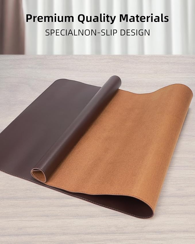 Large Desk Mat - 48" x 17"Leather Desk Pad Protector, Office Desk Mat, Non-Slip - Image 2