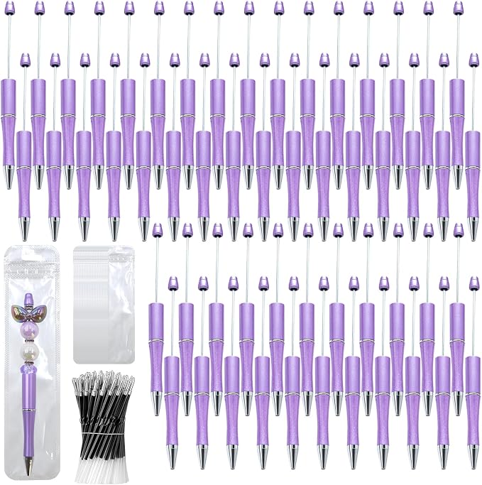 300 Pieces DIY Beadable Pen Kit – 100 Plastic Ballpoint Pens by DASTTUIS