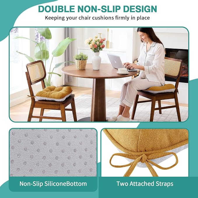 BETU Chair Cushions for Dining Chairs Set of 6, 3.5" Thick Kitchen Table Chair - Image 2