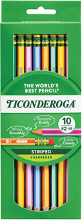 Ticonderoga X13910 Striped Wood-Cased Pencils, 2 HB Soft, Pre-Sharpened by Ticonderoga