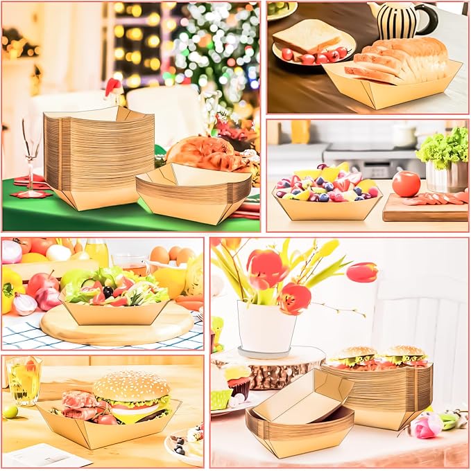 100 Pack 4LB Paper Food Boat Trays Disposable Paper Boat Containers, Heavy Duty - Image 7