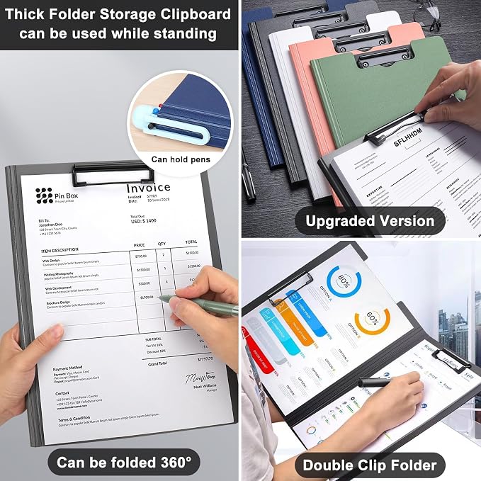 SFLHHDM 1 PCS Clipboards Foldable, Folding 360°Cover Folder Clipboard, Plastic - Image 7