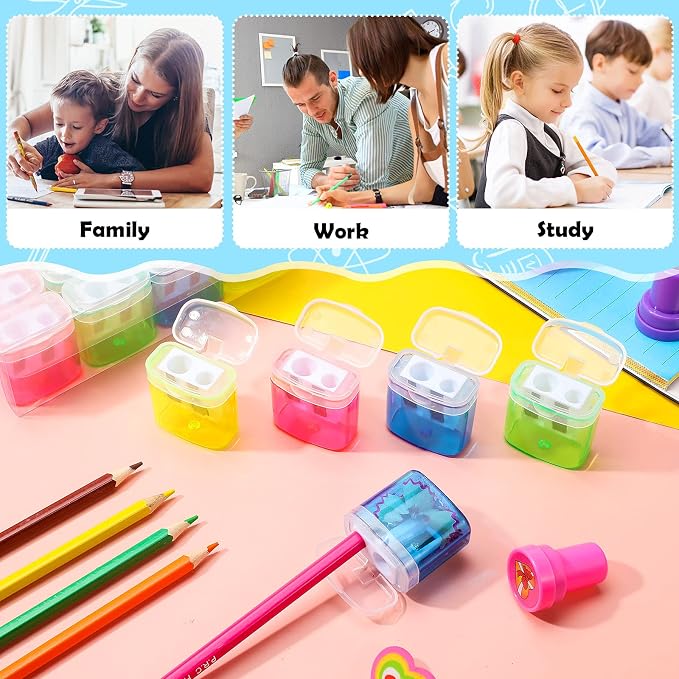 Tenare 48 Pcs Back to School Pencil Sharpeners Manual Double Hole Pencil - Image 4