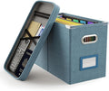 Oterri File Organizer Box with Lid, Hanging Filing File Box with Mesh Pocket by Oterri