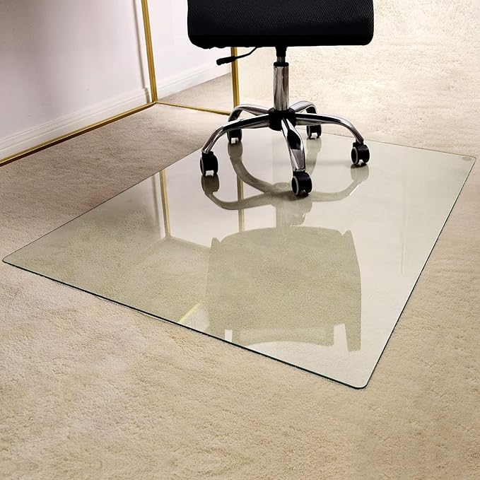 GLSLAND 46" x 55" Tempered Glass Chair Mat Heavy-Duty Floor Protector - Image 2
