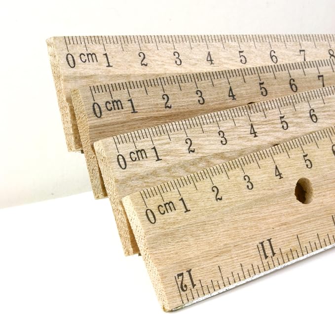 BAZIC Products 12 in Wooden Ruler, Metal Edge, Inch & Metric, 3 Pack | Three 12 - Image 2