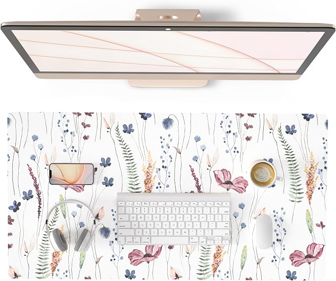 QIYI Large Mouse Pad, Cute Flower Desk Mat by QIYI