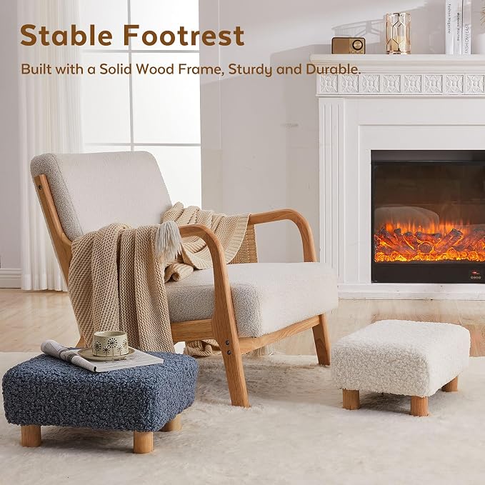 Small Foot Stool Ottoman, Sherpa Footstool Ottoman Foot Rest - Image 8
