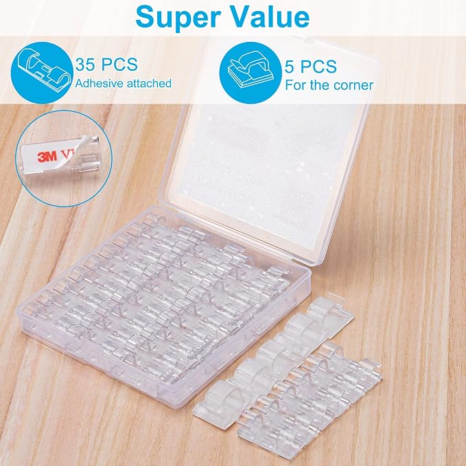 Adhesive Cable Clips Clear, Upgraded Wire Holders - Image 2