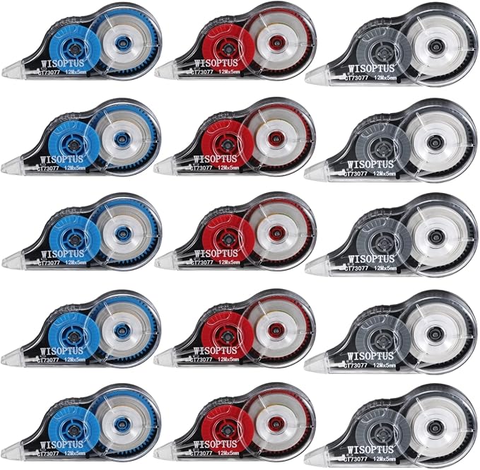 15PCS Correction Tape, 39.37ft Each, Opaque and Easy to Use Tear-Resistant by WISOPTUS