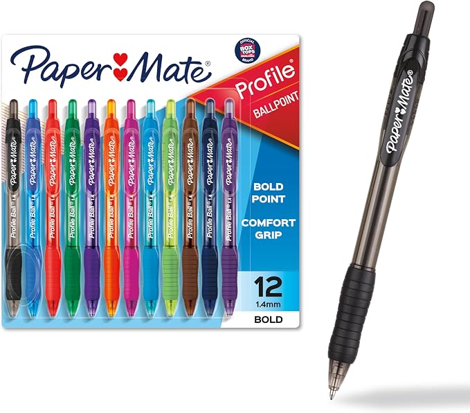 Paper Mate Profile Retractable Ballpoint Pens, Bold Point, Teacher Supplies by Unknown