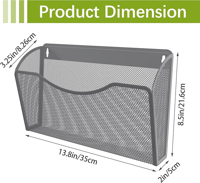 EasyPAG Wall File Organizer 3 Pack, Hanging File Organizer Wall Mount, Metal - Image 4