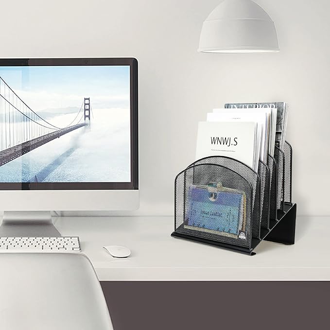 Delifox 2 Pack Inclined Desk File Organizer, 5 Slot Desktop File Folder Holder - Image 8