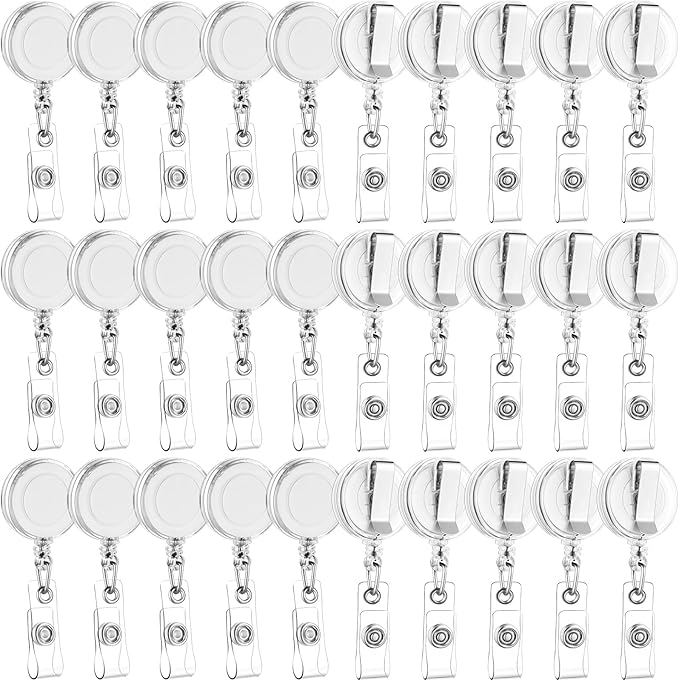 Zonon 30 Pcs Retractable Badge Reel Clips ID Card Holder Reel by Zonon