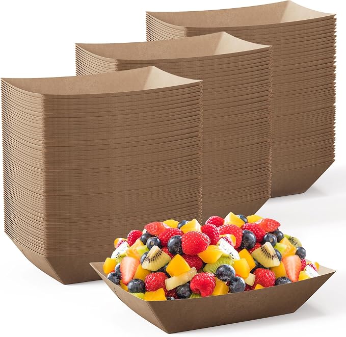 JOLLY CHEF 2lb Paper Food Trays, 1000 Pack Disposable Paper Boat, Serving Boats by JOLLYCHEF