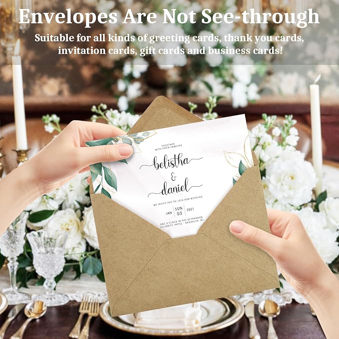 100 Pack A7 Envelopes, Kraft Greeting Card Envelopes Self Seal, 5.24 x 7.24 in - Image 5