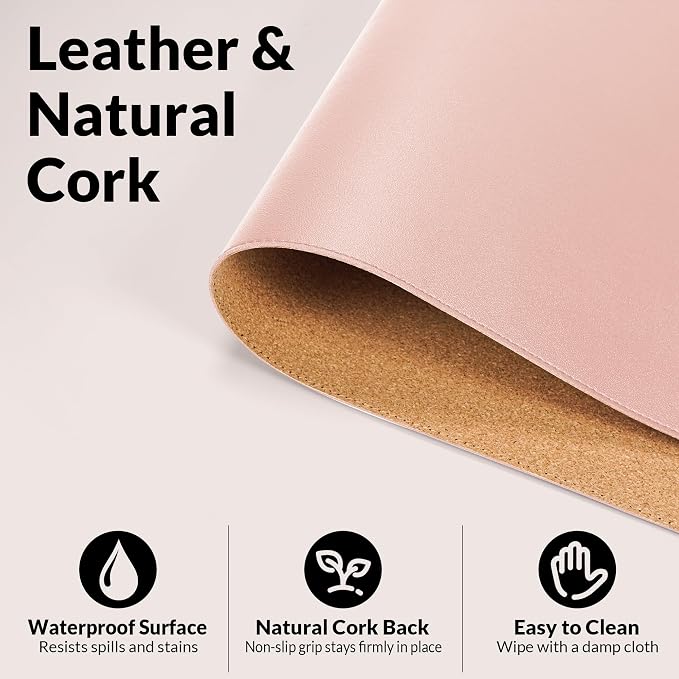 AFIING Leather Desk Pad Protector, 23.6" x 13.7" | Large Mouse Pad, Dual-Sided - Image 5