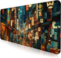 Cute Japanese Street Keyboard Desk Mat, Tokyo Night View Computer Mouse Mat | by LQFIWSS