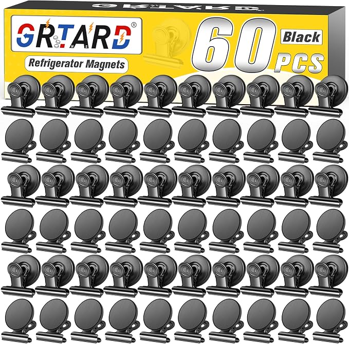 Grtard 60 Pack Magnetic Clips Heavy Duty, Refrigerator Magnets, Strong Magnetic by Grtard