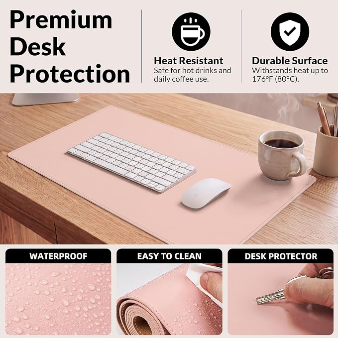 AFIING Leather Desk Pad Protector, 23.6" x 13.7" | Large Mouse Pad, Dual-Sided - Image 9