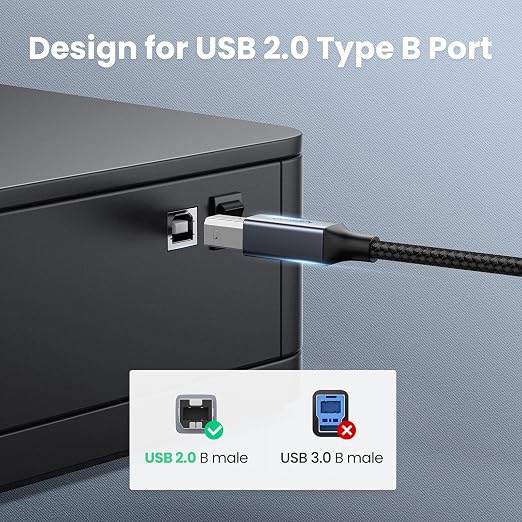UGREEN USB B to USB C 6.6 FT Printer Cable, Nylon USB B to C Cord - Image 8