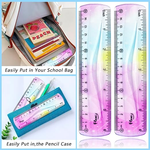 2 PCS 6 Inch Flexible Ruler, Bendable Plastic Ruler, Soft Bendable Gradient - Image 4