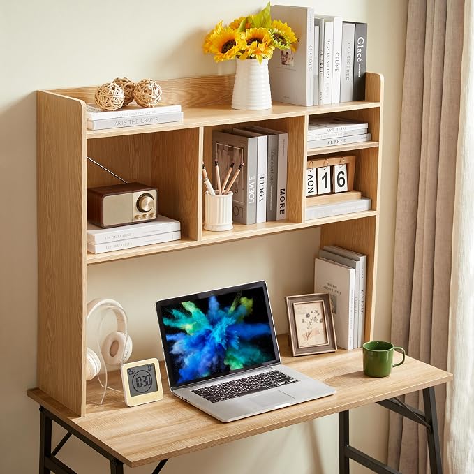 Nromant Desktop Bookshelf, Wooden Desk Storage Hutch by Nromant