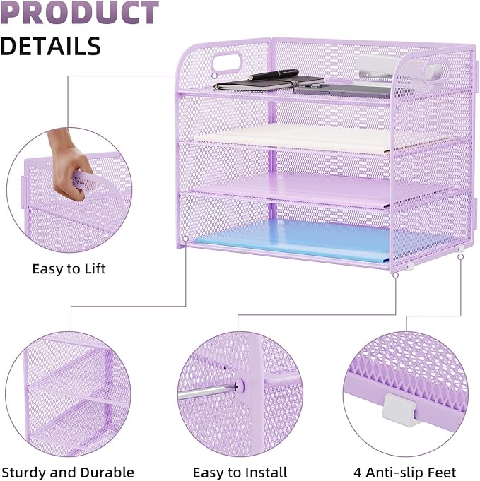 Marbrasse 4 Tier Paper Organizer Letter Tray - Image 4