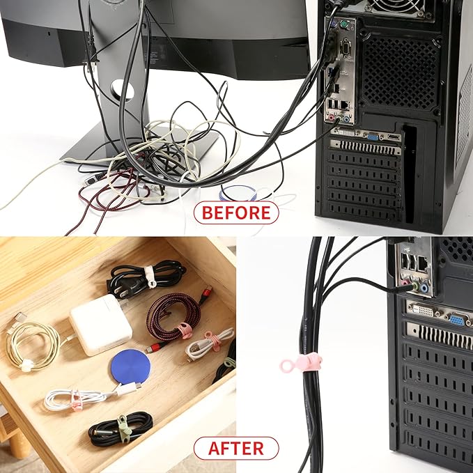 UMUST Silicone Cable Ties, Reusable Cable Management Organizer - Image 4