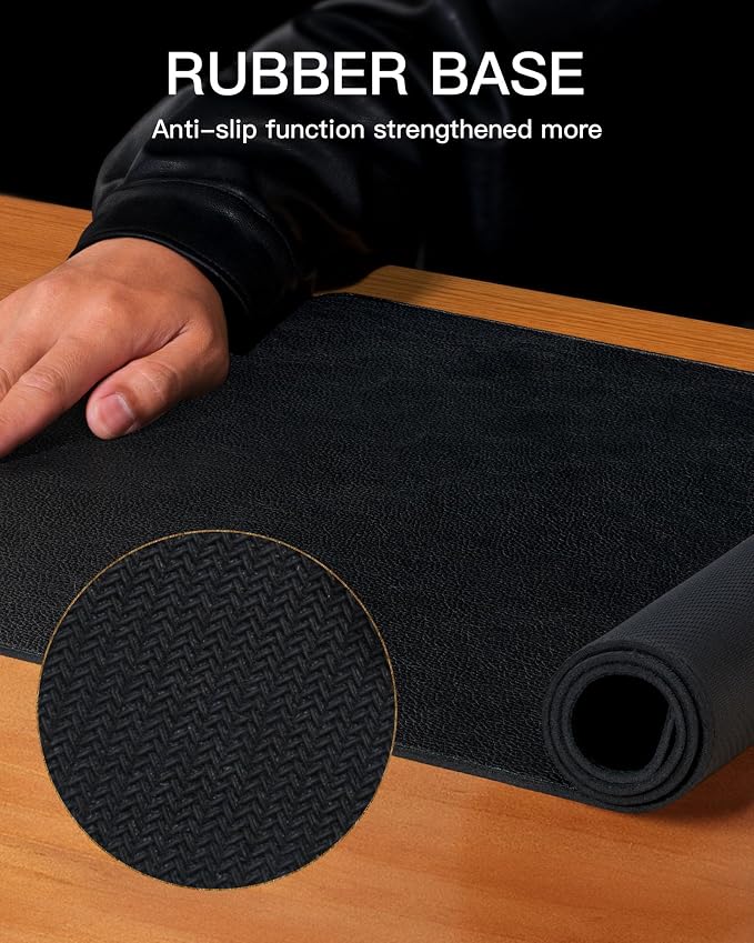 YSAGi Genuine Leather Desk Mat, 23.6"x13.8" Office Desk Pad, Thick Desk Pad Mat - Image 4
