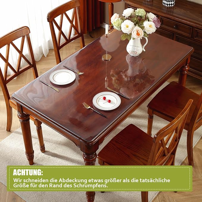 OstepDecor 46 x 66 Inch Clear Table Cover Protector, 2mm Thick Clear Plastic - Image 4