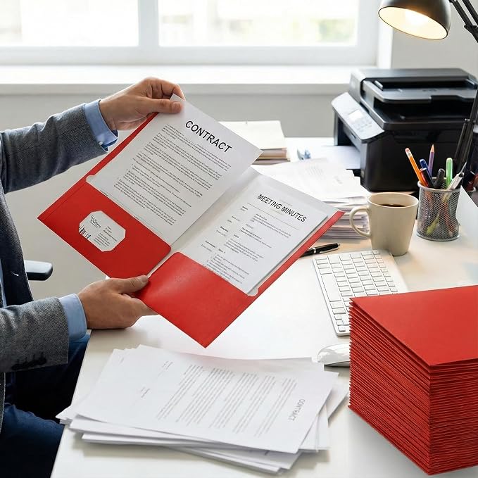 Zzrywuty File Folders with Pockets, 50 Pack Paper Folders with Card Slot - Image 5
