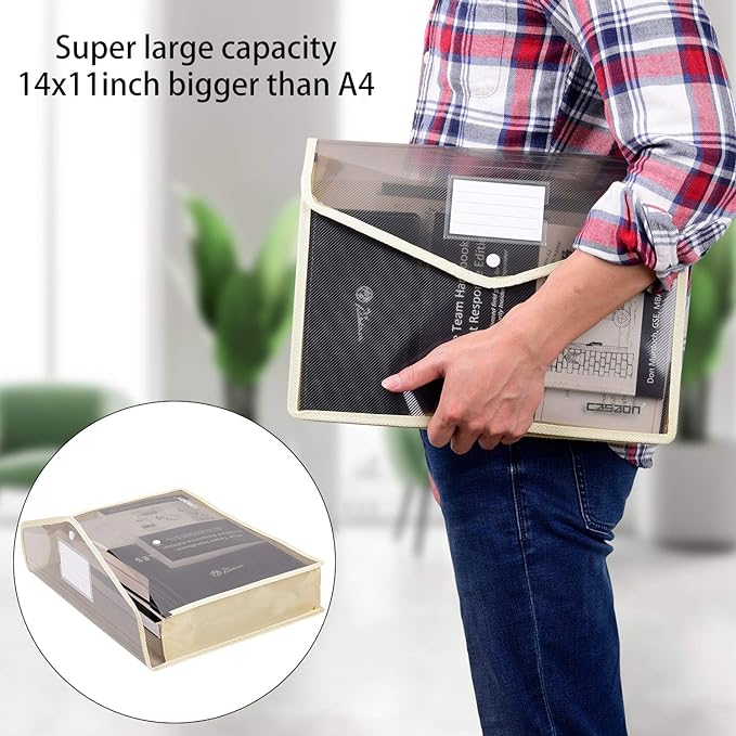 7 Pack B4 Plastic File Folders Waterproof Transparent Expandable File Folder - Image 5