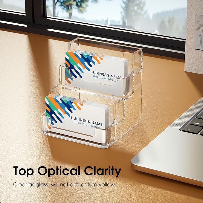 MaxGear Acrylic Business Card Holder, 320 Cards Capacity, 4 Pocket, 2 Pack | - Image 5