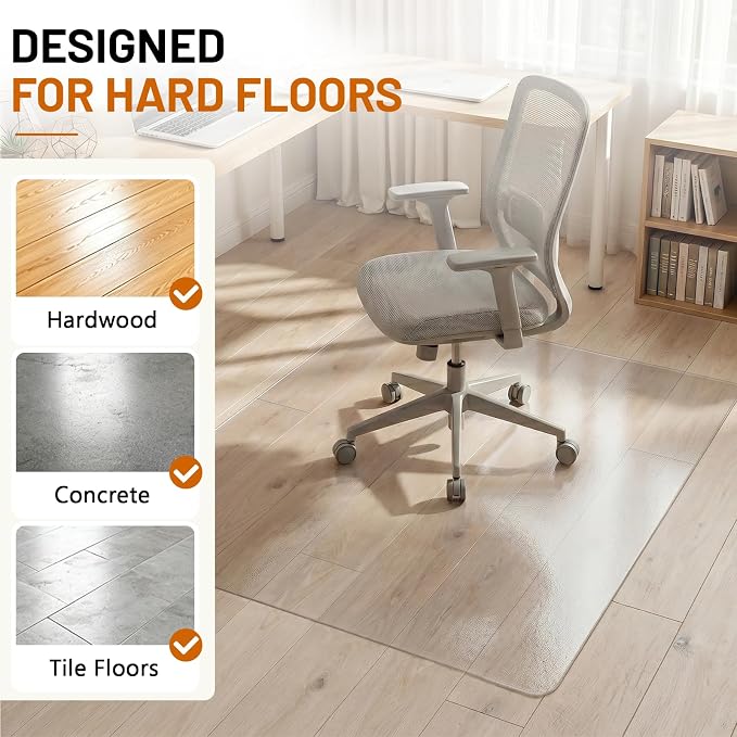 Office Chair Mat for Hardwood Floors 36" x 48", Heavy Duty Plastic Chair Mat - Image 3