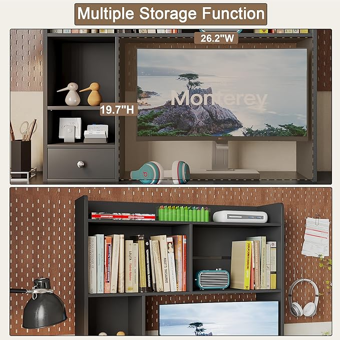 ChooChoo Desktop Bookshelf, 36.4" Tall Countertop Desk Hutch - Image 3
