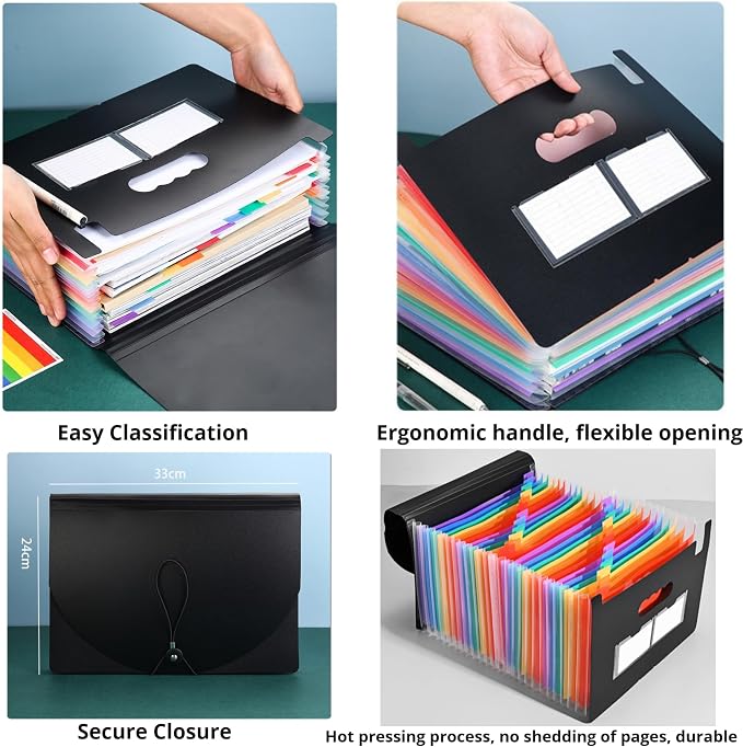 13 Pockets Accordion File Organizer Desktop Expanding File Folders - Image 3