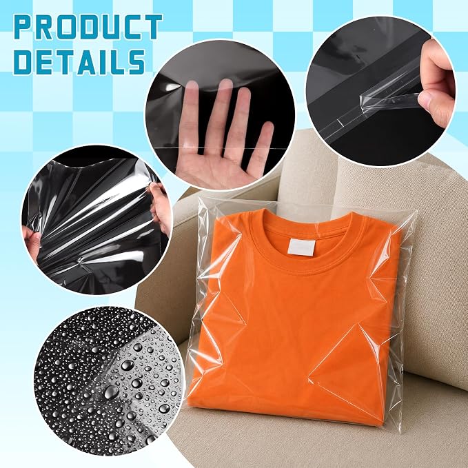 VOKOY 50 Pack 12 x 16 Inch Crystal Clear Sleeves Storage Bags, Self Sealing - Image 3