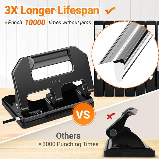 AFMAT HPX1 Heavy Duty 3 Hole Punch, 3 Hole Puncher - Image 4