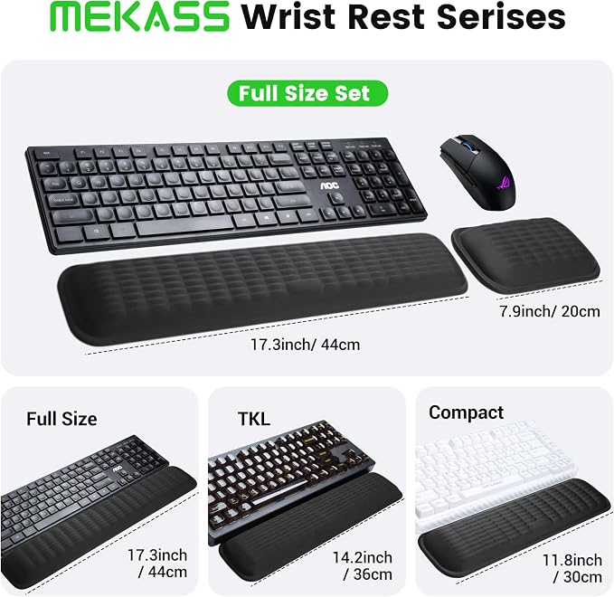 MEKASS Ergonomic Wrist Rest for Keyboard and Mouse, Soft Memory Foam Keyboard - Image 9